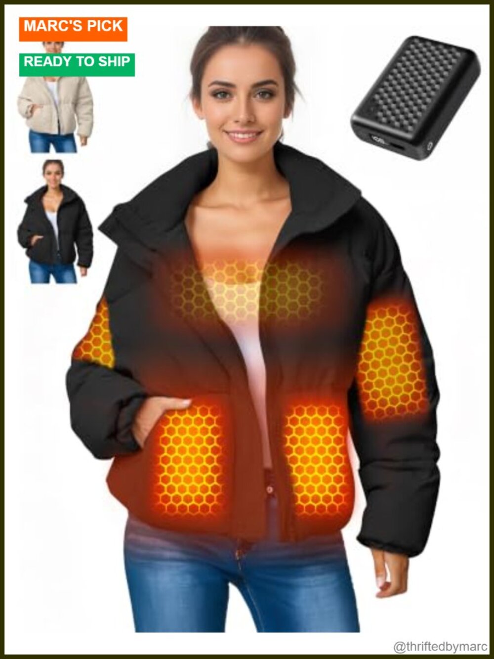 Graphene Heated Jacket 12V Fast Charge Windproof Water-Repellent Ski